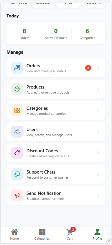 Admin panel