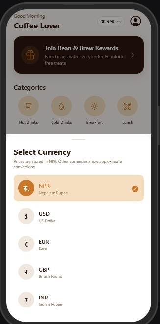 Currency selector
